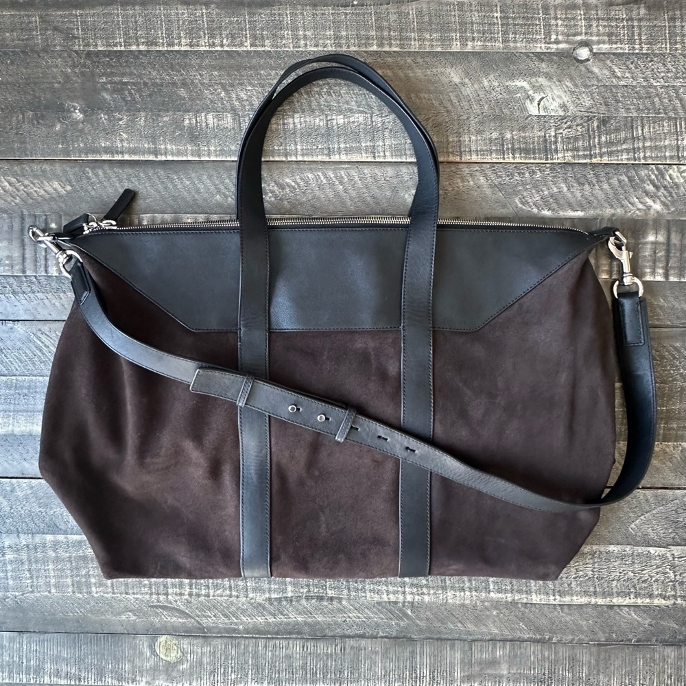 Massimo Dutti Split Suede and Leather Boxer Duffle Weekender Bag